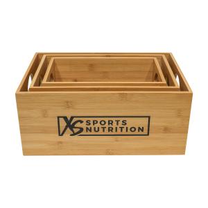 XS Sports Nutrition Nested Bamboo Storage Bins - Set of 3