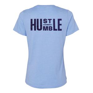 Ladies XS Hustle Humble Tee - Heather Carolina Blue