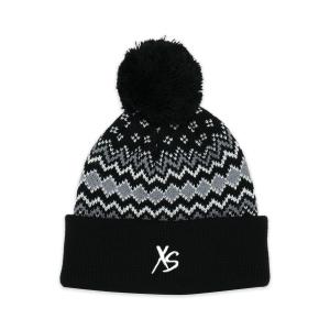 XS Knit Pom Beanie - Black/Grey/White